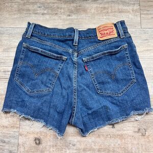 High Rise Distressed Denim Shorts Size 31 Raw Hem Frayed Cutoff Jean Shorts